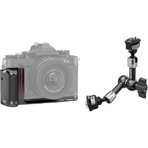 NEEWER CA076 Zfc Handgrip L Shape Grip for Nikon Z fc, Ultra Thin Retro Formfitting Camera Mounting Baseplate with Handle/Brass Shutter Button, 7" Articulating Magic Arm Included