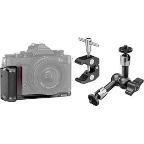 NEEWER CA076 Zfc Handgrip L Shape Grip for Nikon Z fc, Ultra Thin Retro Formfitting Camera Mounting Baseplate with Handle/Brass Shutter Button, 6"/15cm Adjustable Magic Arm with Super Clamp Included
