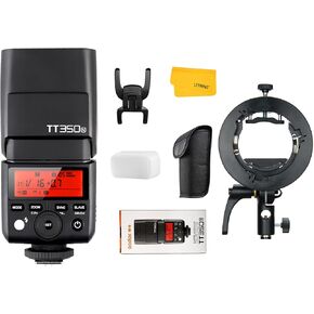 GODOX TT350N Flash for Nikon Camera, 2.4G Wireless TTL Flash 1/8000s HSS Speedlight for Nikon Camera with Godox S2 Speedlite Bracket S-Type Bracket Bowens Mount Holder