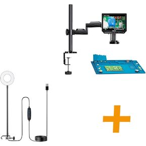 Elikliv Digital Microscope Gooseneck LED Light GL01, Three Color Modes, Brightness Adjustable, Flexible Gooseneck Light with Clamp+EM4K Flex