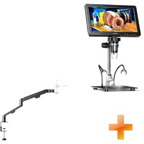 TOMLOV AM06 Flexible Arm Digital Microscope Stand, Lightweight Adjustable Mic Desk Mount Stand with Cable Management+DM9 Max