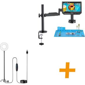 Elikliv Digital Microscope Gooseneck LED Light GL01, Three Color Modes, Brightness Adjustable, Flexible Gooseneck Light with Clamp+EM4K-AF Flex