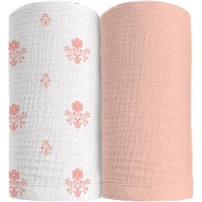 Ultra Soft 100% Cotton Swaddles for Newborns, 2-Pack - Muslin Swaddle Blankets - 47x47 Baby Receiving Blanket - Perfect