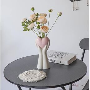 مزهرية يد إبداعية على شكل قلب، مزهرية سيراميك بيضاء مقاس 9 بوصات، مزهرية فنية حديثة للجسم، مزهرية زهرة لديكور المنزل في الزفاف، لهجات ديكور الرف، ديكور طاولة المزرعة (قلب أبيض) in Kuwait