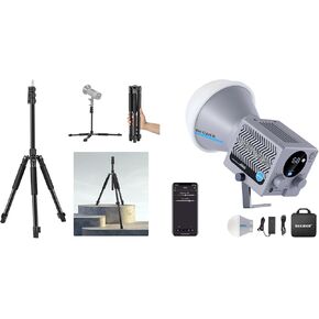 NEEWER ST195 Photography Light Stand, 1.5-6.4ft/47-195cm Aluminum Reversible Studio Lighting Tripod, Portable Phone Video Stand for Strobe Light Camera Softbox, HS60B Mini Video Light Included