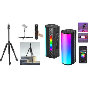 NEEWER ST195 Photography Light Stand, 1.5-6.4ft/47-195cm Aluminum Reversible Studio Lighting Tripod, Portable Phone Video Stand for Strobe Light Camera Softbox, TL97C Handheld Light Wand Included