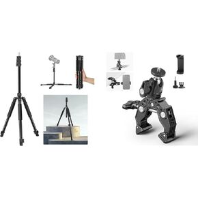NEEWER ST195 Photography Light Stand, 1.5-6.4ft/47-195cm Aluminum Reversible Studio Lighting Tripod, Portable Phone Video Stand for Strobe Light Camera Softbox, ST87 Super Clamp Included