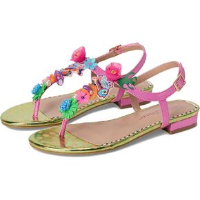 Betsey Johnson Women's Murphee Flat Sandal, Pink Multi, 7.5