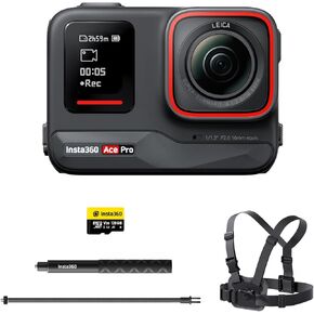 Insta360 Ace Pro Snow Bundle - Waterproof Action Camera Co-Engineered with Leica, Flagship 1/1.3" Sensor and AI Noise Reduction for Unbeatable Image Quality, 4K120fps, 2.4" Flip Screen & AI Feature