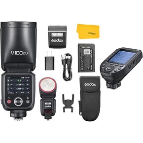 GODOX V100C V100-C Round Head Camera Flash for Canon, TTL Canon Flash,with Godox XProII-C TTL Wireless Flash Trigger Compatible for Canon Cameras
