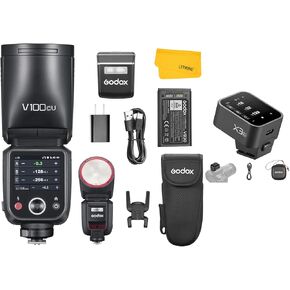GODOX V100C V100-C Round Head Camera Flash for Canon, TTL Canon Flash,with Godox X3C X3-C TTL Wireless Flash Trigger for Camera