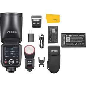 Godox V100S V100-S Flash for Sony, TTL Sony Flash 100Ws Power, Intuitive Touchscreen,with GODOX V1 Pro Battery VB30 Lithium Battery Pack