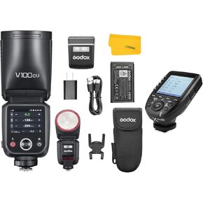 GODOX V100C V100-C Round Head Camera Flash for Canon, TTL Canon Flash,with Godox XPro-C TTL Wireless Flash Trigger for Camera