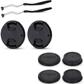 JJC 58mm Front Lens Cap Cover & EF EF-S Mount Body Cap Rear Lens Cap for Canon EOS Rebel T7 T6 T5 T8i T7i T6s T6i T5i T4i SL3 SL2 SL1 & More Camera with EF-S 18-55mm Kit Lens