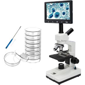 Lab Compound Monocular Microscope for Adults 10 Pcs 60 mm Glass Petri Dishes with Lids