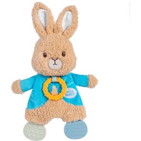 KIDS PREFERRED Beatrix Potter Peter Rabbit Flat Sensory Blanky Interactive Baby Teether Toy with Crinkle Sounds, Soft Textures, Bright Colors, and BPA-Free Materials for Safe and Fun Sensory Play