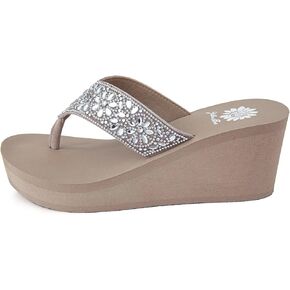 Yellow Box Women's Enola Wedge Sandal, Round Toe, Medium-High 2.5 Inch Heel, 0.75 Inch Platform Comfortable Flip-Flop