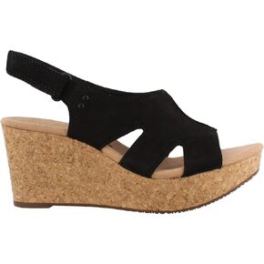 Clarks womens Annadel Bari wedges sandals, Black Nubuck, 12 Wide US