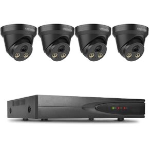 VIKYLIN 【Plug & Play 4K 8CH PoE NVR Recorder and 4pcs 4K 8MP Full Color AI Turret IP PoE Camera with Mic/Audio,Human & Vehicle Detection and F1.0 Aperture 98ft Color Night Vision