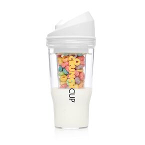 CRUNCHCUP XL Blue - Portable Plastic Cereal Cup for Breakfast On the Go, To Go Cereal and Milk Container, No Spoon or Bowl Required