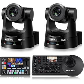FoMaKo NDI Camera 30X Optical Zoom NDI PTZ Camera HDMI(2pcs) +KC601 Pro Video Mixer Switcher+ KC608 Pro PTZ Controller (BN302 + KC601) (Support NDI 6 & NDI HX3)