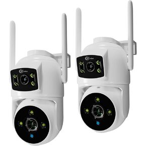 XVIM 6MP Dual Lens Security Cameras Wireless Outdoor, 2.4GHz WiFi Security Cameras, 360°View Wireless Camera, AI Detection, Color Night Vision, Two-Way Audio, Waterproof