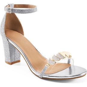 Ablanczoom Heels for Women Dressy Sandals: Open Toe Ankle Strap Chunky Block High Heeled Sandal for Wedding Party Dress Shoes