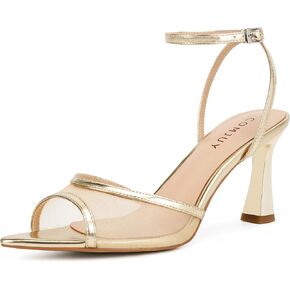 Womens Heels Sandals Open Toe, Flared Heels With Ankle Strap, Elegant Leather Sandals Comfortable Chic Summer Sandals Dress Wedding Shoes