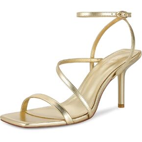 wetkiss Womens Sandals Square Toe Strappy Heels Ankle Strap Sexy Stiletto High Heel for Women Summer Dress Shoes Wedding