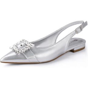 شقق Idifu Slingback for Women مدببة أخمص القدمين شقق الإبزيم للنساء للنساء الأرسامات غير الرسمية مريحة في مكتب العمل اليومي حفل زفاف حفل زفاف للنساء
