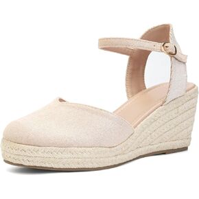 Womens Espadrilles Sandals, Closed Toe Platform for Women Ankle Strap Casual Comfortable Wedge Sandals