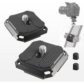 2 Pack 38mm Arca-Swiss Quick Release Plate - 4-Sided QR Camera Mount Plate with Safety Pins, Lightweight Aluminum for Tripod/Monopod/Strap, Compatible w/Peak Design Capture V3 (0.67oz)