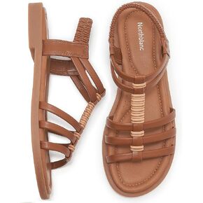 Womens Sandals Flats Shoes - Comfortable Summer Dressy Casual Ankle Elastic Slip on Walking Beach Sandal