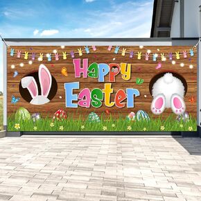 Easter Garage Door Decoration - Happy Easter Party Supplies Easter Garage Door Cover Spring Easter Bunny Egg Theme Decorations for Hello Spring,Easter Holiday Decoration