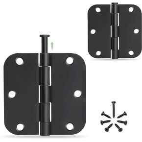 Moquin 3 Pack Noiseless Rounded Door Hinges, 3.5 x 3.5 Inch Door Hinges Hardware with 5/8" Radius Corners and Removable Pin, Satin Brass 3 1/2 Folding Flat Iron Interior Door Hinges