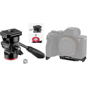 NEEWER GM24 Tripod Fluid Head Pan Tilt Head with Quick Release Plate and Handle, Metal Camera Tripod Head Compatible with Arca Swiss, A7 IV A7R IV A7R V A7S III CA004B Camera Baseplate Included