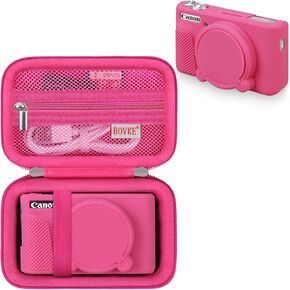 BOVKE Protective Case and Soft Cover for Canon PowerShot SX740/ SX730 Digital Camera, Silicone Rubber Camera Sleeve with Hard Carrying Case fits Canon Sx740, Black