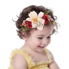 Baby Girls Flower Nylon Headbands Newborn Rose Floral Stretchy Hair Band Party Photo Props Hair Acceaaory for Toddler Infant (Purple, Stretchy)