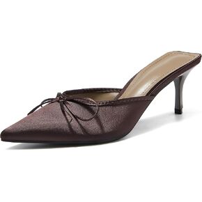 Women's Kitten Heels Mules Pointed Toe Slip on Stiletto Slingback Pumps Backless Wedding Party Dress Shoes