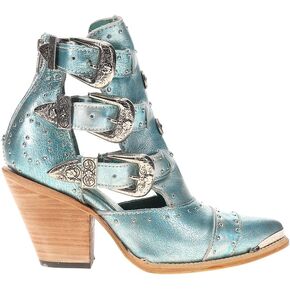 Corral Boots Womens Metallic Strappy Studded Pointed Toe Casual Boots Ankle High Heel 3" & Up - Blue