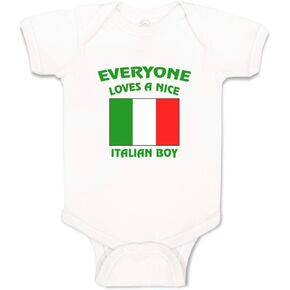 Custom Personalized Boy & Girl Baby Bodysuit Everyone Loves A Nice Italian Boy Italy Funny Cotton Baby Clothes White Design Only 6 Months