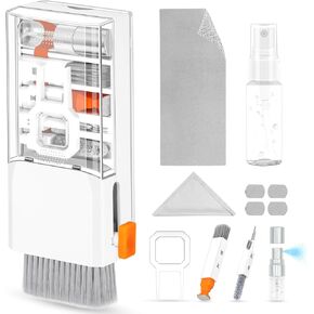 10-in-1 Keyboard Cleaner Kit for Laptop Computer, Electronic Earbud Camera Lens Cleaning Brush Pen Kit for AirPods Speaker, 20ml Touchscreen Mist Spray for Phone Tablet MacBook iPad iPhone
