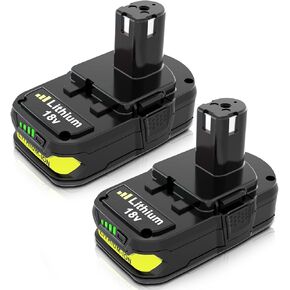 2Pack 3600mAh P102 P108 Replacement Battery for Ryobi 18V Battery 3.6Ah Compatible with Ryobi 18 Volt Battery Lithium P103 P104 P105 P107 P109 P122 Compatible with 18V Cordless Power Tools (Green)