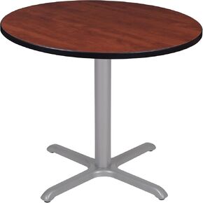 Ressency Cain Round Breakroom Table ، 36 "× 36" ، قمة الكرز ، قاعدة رمادية