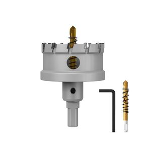 Premium Tungsten Carbide Tipped Hole Saw Drill Bit Set with 2 Titanium-Plated Pilot Bits - Heavy Duty Cutter for Metal, Steel, Iron, Wood, and Plastic（60mm丨2-23/64''）