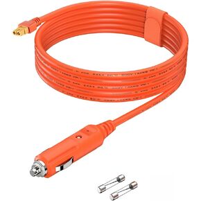 12V/24V 2M Car Charger14AWG Compatible with Jackery/BLUETTI/Anker/GRECELL/Goal Zero Yeti/Westinghouse Portable Power Station 15A DC 8.0mm Car Cigarette Lighter Charging Cable with DC7909 + DC8020 Plug