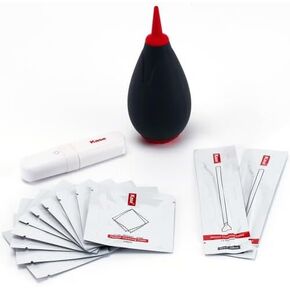 تشمل مجموعة Kase Optical Cleaning Kit منفاخًا ، قلمًا/فرشاة ، مسحات منظف مستشعر 2 × ، قطعة قماش 10 ×