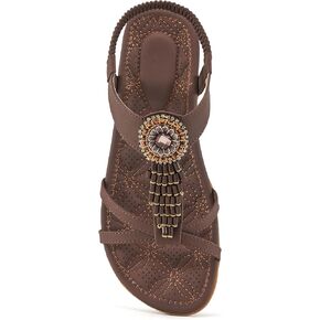 Alicegana Women's Flat Sandals Dressy Summer Comfortable Bohemian Walking Beach Travel Shoes