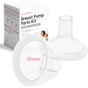 Pump Parts for Medela Breast Pump, 19MM Oval Soft Flanges w/ 106 Degree Wider Opening Angle for Medela Symphony Pump, PersonalFit, Freestyle, Maxflow, Freestyle Flex Swing Maxi Connector（2 Packs ）