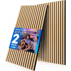 4 PACK Wood Panels for Wall and Ceiling, 47.2"×23.6" Wall Panels for Interior Wall Decor, 3D Wood Slat Wall Panel/Fluted Sound Absorbing Panel - Walnut